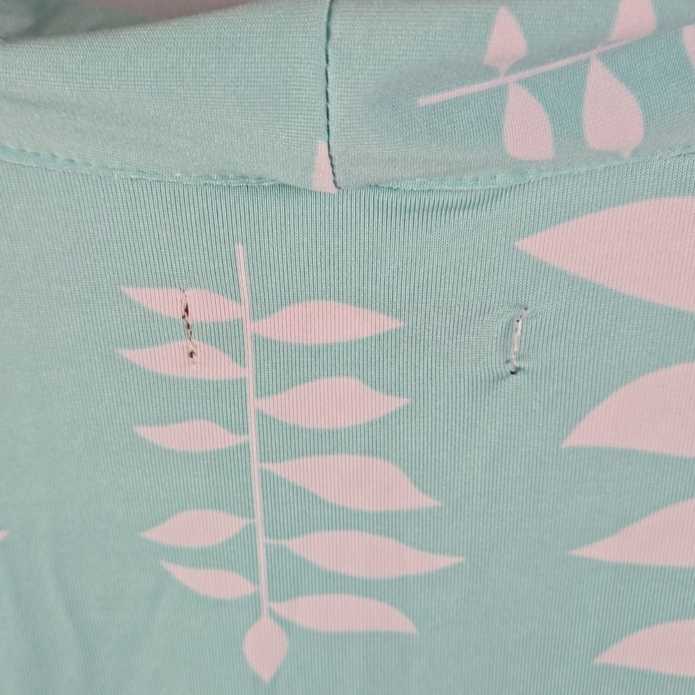 Stan Herman Mint Green Leaf Patterned Lounge Dress Sz S Spa Pool Bath Leisure - Picture 11 of 11